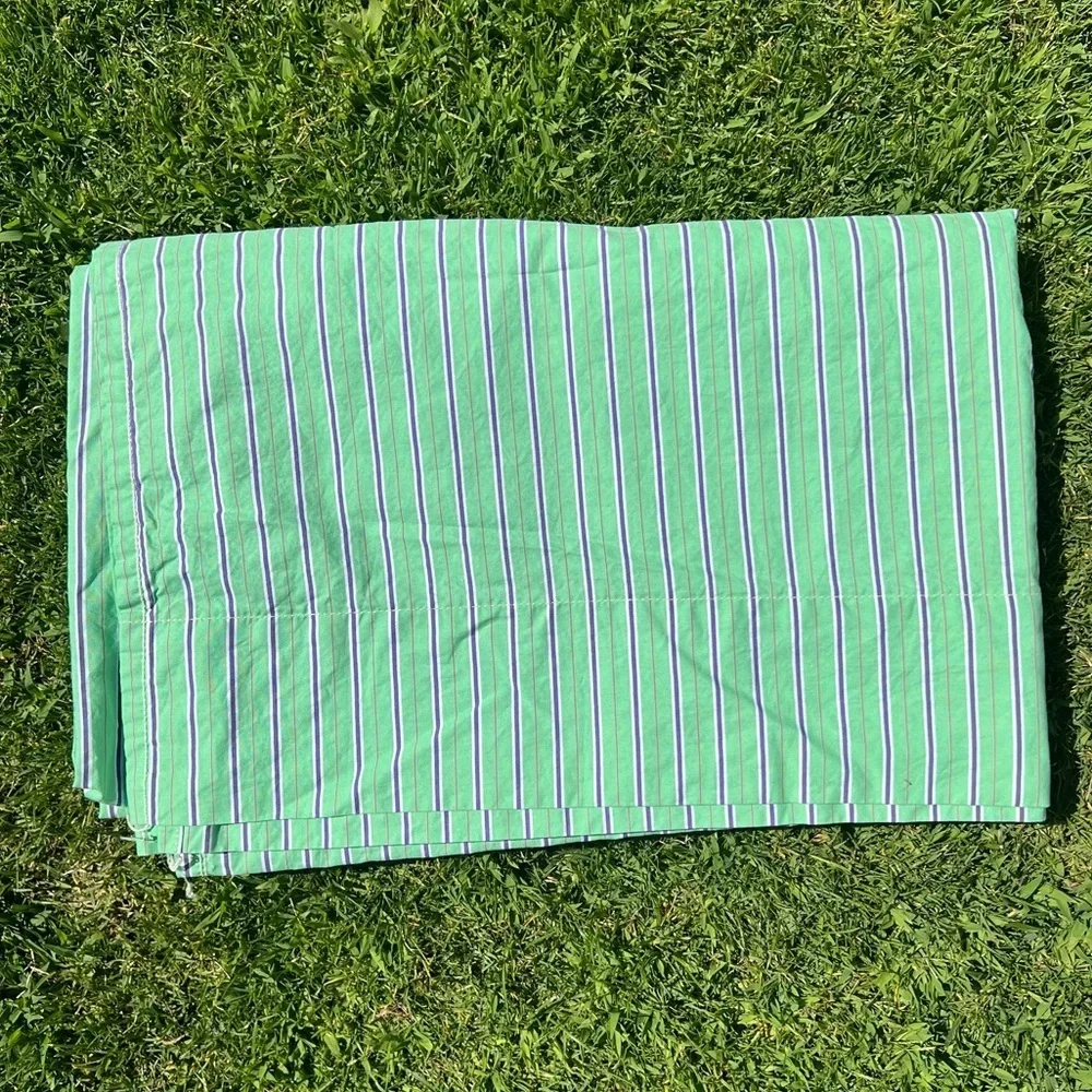 Vintage Ralph Lauren Hampton Beach Club Striped Flat Sheet Twin Italy GUC